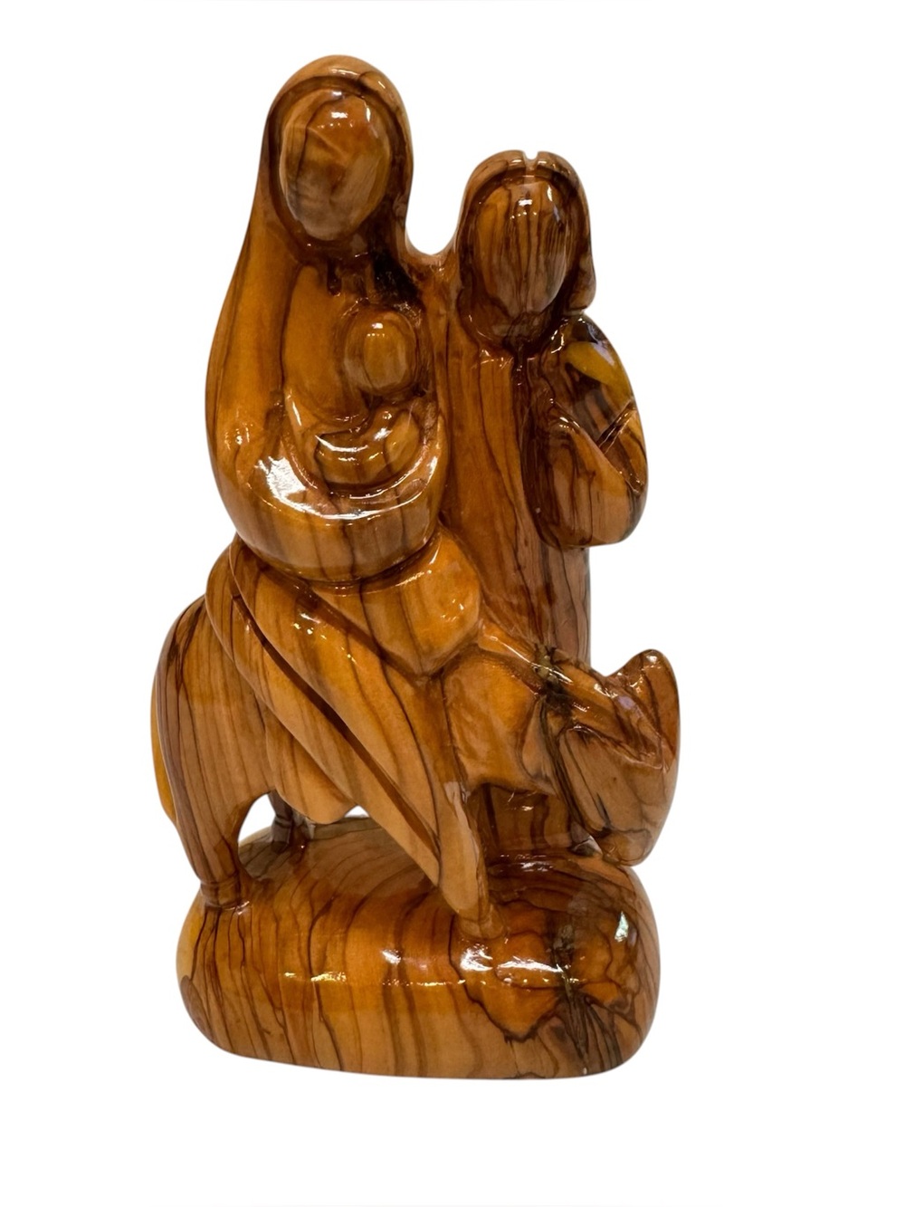 Hand Carved Olive Wood Flight to Egypt Mary Joesph Baby Jesus Donkey Bethlehem